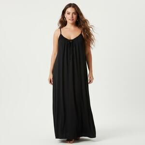 NWT Old Navy Black Cami Maxi Dress 3X Cotton Blend Boho Resort Vacation Summer